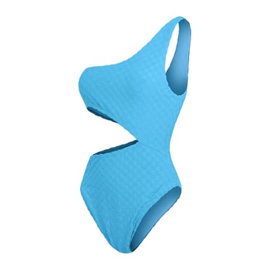 Speedo Womens/Ladies Checkerboard Textured Cut Out One Piece Swimsuit (Blue)