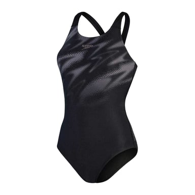 Speedo Womens/Ladies Hyper Boom Abstract One Piece Swimsuit (Black/Grey)
