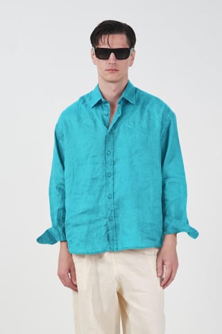 Men's Oversized Linen Long Sleeve Shirt