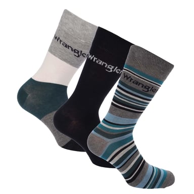 Wrangler Unisex Adult Socks (Pack of 3) (Grey/Multicoloured)