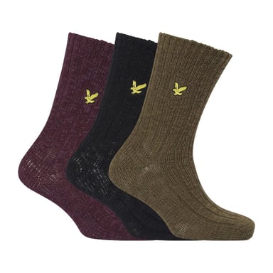 Lyle & Scott Mens Chunky Knit Socks (Pack of 3) (Multicoloured)