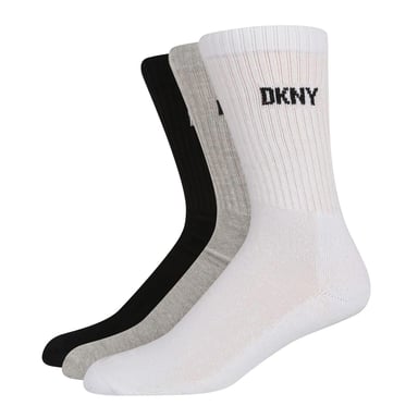DKNY Mens Ribbed Crew Socks (Black/White/Grey)