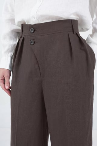 Men's High-Waist Pleated Wide-Leg Trousers