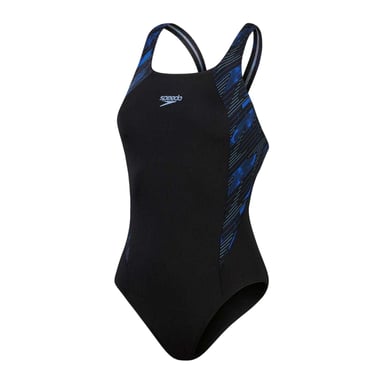 Speedo Womens/Ladies Hyper Boom Muscleback One Piece Swimsuit (Black/Blue)