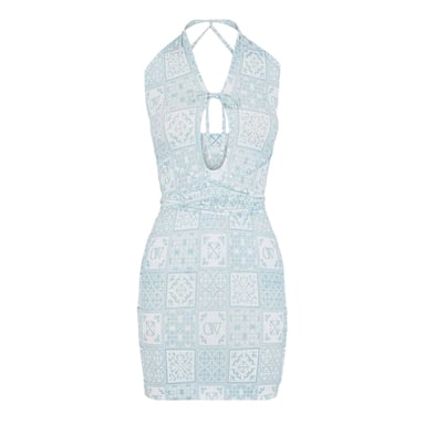 Off White Womens/Ladies Bandana Print Mini Dress (Blue/White)