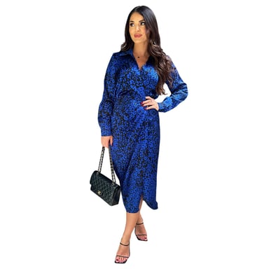 AX Paris Womens/Ladies Animal Print Collared Midi Dress (Cobalt)