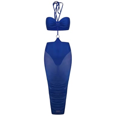 Honeyz Womens/Ladies Midi Mesh Halter Neck Bodycon Dress (Blue)