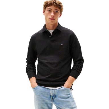 Tommy Hilfiger Mens Logo Long-Sleeved Polo Shirt (Black)
