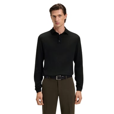 Boss Mens Lanciomne Long-Sleeved Polo Shirt (Black)