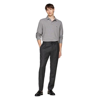 Tommy Hilfiger Mens Logo Long-Sleeved Polo Shirt (Medium Grey)