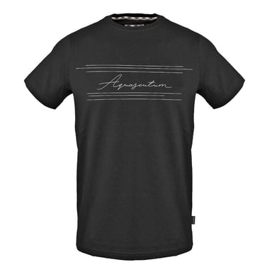 Aquascutum Mens Lettering Cotton T-Shirt (Black)