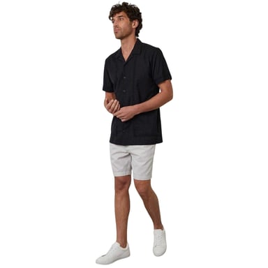 Threadbare Mens Embroidered Collared Short-Sleeved Bowling Shirt (Black)