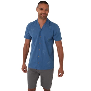 Threadbare Mens Embroidered Short-Sleeved Shirt (Denim)