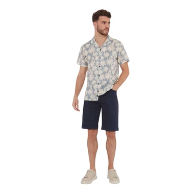Threadbare Mens Floral Short-Sleeved Shirt (Dusty Blue)