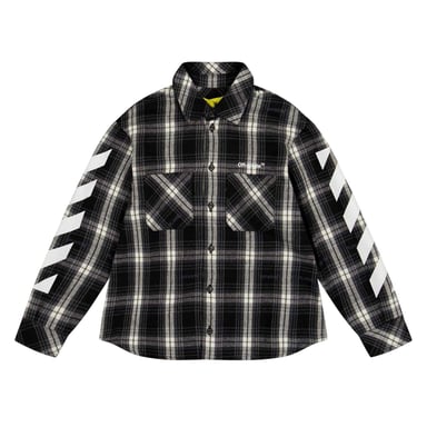 Off White Boys Plaid Regular Shirt (Black/White)