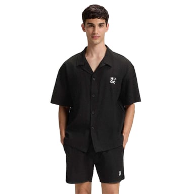 Hugo Mens Waffle Relaxed Fit Shirt (Black)