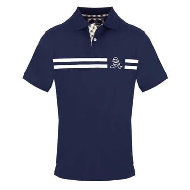 Aquascutum Mens Collared Short-Sleeved Polo Shirt (Navy)