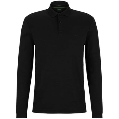 Boss Mens Pirol Logo Long-Sleeved Polo Shirt (Black)