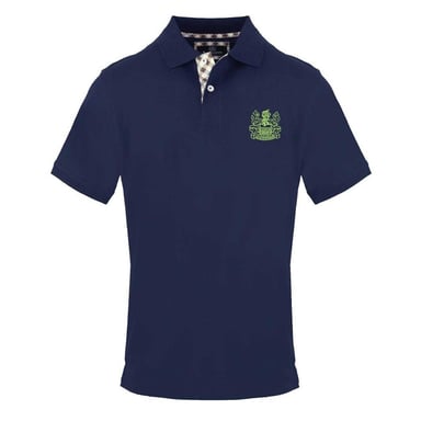 Aquascutum Mens Embroidered Logo Collared Short-Sleeved Polo Shirt (Navy)