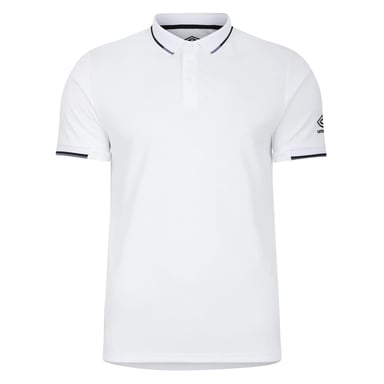 Umbro Mens Ribbed Cuff Polo Shirt (White)