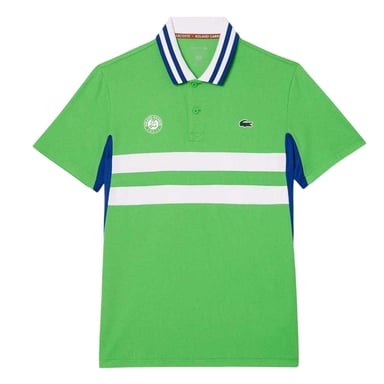 Lacoste Mens Roland Garros Edition Striped Ultra Dry Slim Short-Sleeved Tennis Polo Shirt (Green)