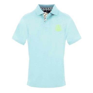 Aquascutum Mens Embroidered Logo Collared Short-Sleeved Polo Shirt (Sky Blue)