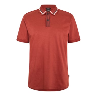 Boss Herenpoloshirt met korte mouwen en contrasterende details (Bruin)