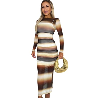 AX Paris Womens/Ladies Ombre Sheer Bodycon Midi Dress (Brown)