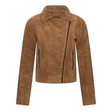 Elle Womens/Ladies Suede Biker Jacket (Tan)