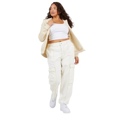 Brave Soul Womens/Ladies Plus Full Zip Hoodie (Stone)