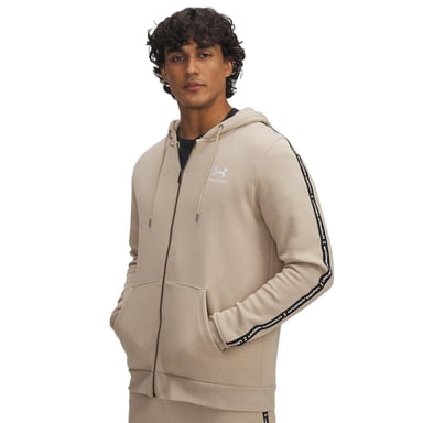 Under Armour Mens Fleece Taped Sleeve Full Zip Hoodie (Khaki)