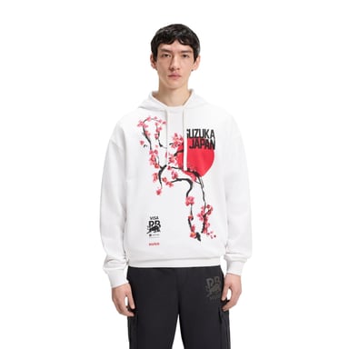 Hugo Mens Regular Long-Sleeved Drawstring Hoodie (White)
