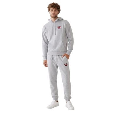True Religion Mens Pullover Hoodie (Heather Grey)