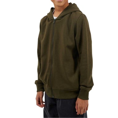 Brave Soul Boys Plain Ribbed Cuff Full Zip Hoodie (Mid Khaki)