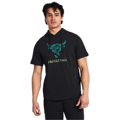 Under Armour Mens Project Rock Short-Sleeved Hoodie (Black)