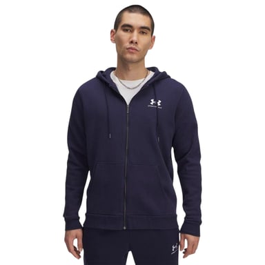 Under Armour Mens Fleece Taped Sleeve Full Zip Hoodie (Midnight Navy/White)