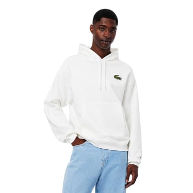 Lacoste Mens Loose Fit Drawstring Hoodie (Cream)