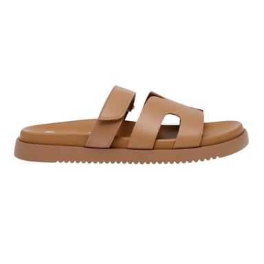 Steve Madden Childrens/Kids Missile-E Leather Flatform Slides (Cognac)