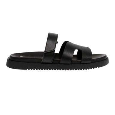 Steve Madden Childrens/Kids Missile-E Leather Flatform Slides (Black)