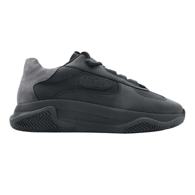Lavair Mens Pacific 2.0 Leather Chunky Flat Trainers (Black)