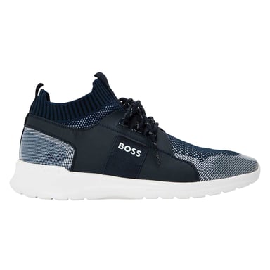 Boss Mens Extreme Logo Knitted Trainers (Dark Blue)