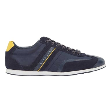 Hugo Boss Mens Stiven Leather Lace Up Trainers (Navy)