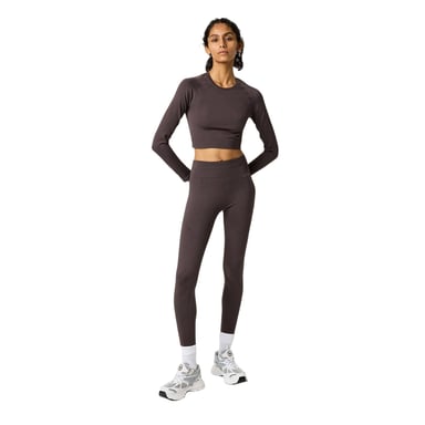 USA Pro Womens/Ladies Seamless Long-Sleeved Crop Top (Espresso)