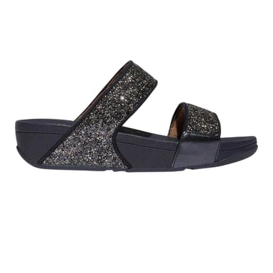 FitFlop Womens/Ladies Lulu Glitter Standard Wedge Sliders (Navy)