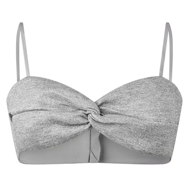 Off White Womens/Ladies Glitter Cropped Tube Top (Silver)