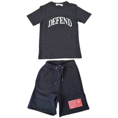 DFND London Childrens/Kids Logo T-Shirt & Shorts Set (Black)