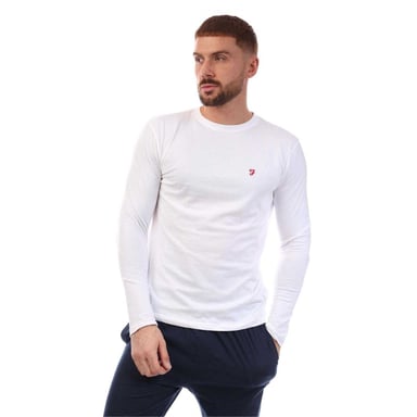 Farah Mens Cotton Long-Sleeved Loungewear Set (White/Navy)