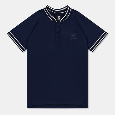 Boys Hummel Samuel Regular Fit Raglan Sleeve Polo Shirt in Black Iris