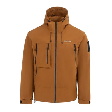 Firetrap Mens Windproof Hooded Windbreaker (Brown)