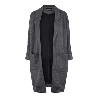 Pieces Womens/Ladies Notch Neck Relaxed Fit Coat (Dark Grey)